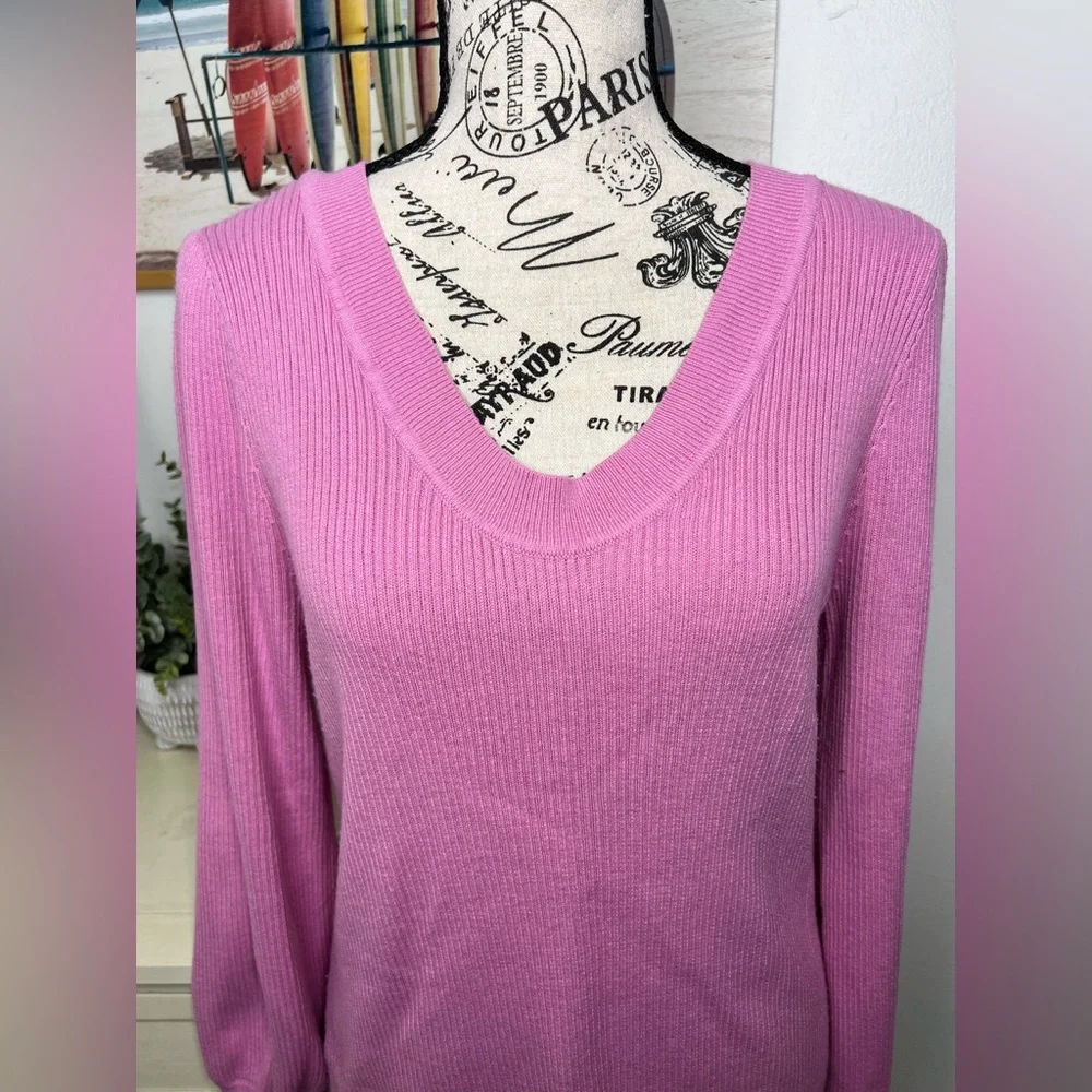 Loft V-Neck Ribbed Sweater - Picture 2 of 7